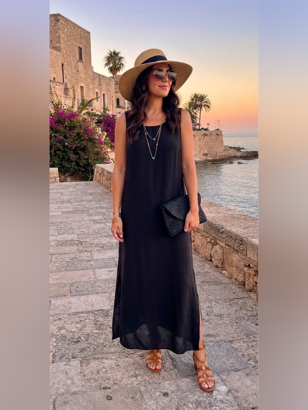 NWT Tommy Bahama Black Sleeveless Maxi Dress Size M